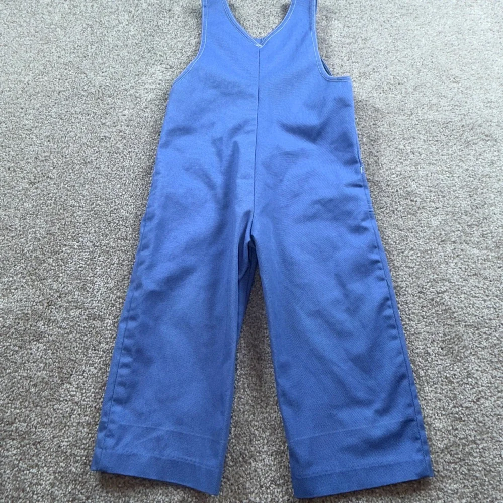 Vintage Carters 2T Blue Overalls Made in USA Bibs‎ Contrast Stitch T281